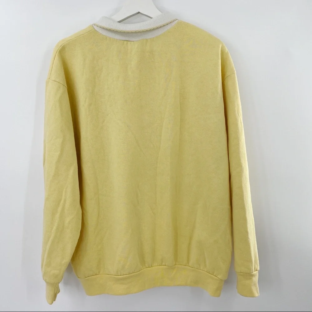 Vintage collared yellow sweatshirt with birds - Picture 5 of 5